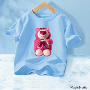 T-shirt lengan pendek katun longgar motif Lotso gaya Korea untuk anak laki-laki Dan Anak Perempuan usia 1-8 tahun