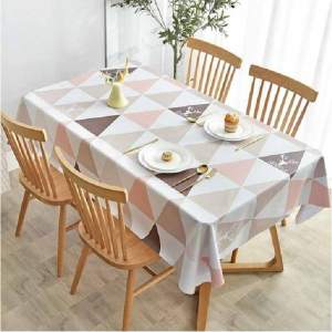 PVC Table Cloth Geometry Waterproof Oilproof Table Cover Kain Meja  Meja Makan  Meja Plastik Coffee Table Cloth 6 seater
