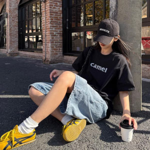 Áo thun cộc tay cotton Lạc Đà Áo thể thao ngắn hoài cổ kiểu băng lỏng cho cả nam và nữ