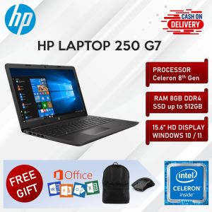 HP Laptop 250 G7 Celeron 8th Gen 8GB RAM 128GB 256GB 512GB SSD 15.6 Inch Screen Display Notebook PC