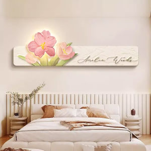 (ẢNH THẬT) Tranh treo tường đèn led hoa tulip hồng 13 trang trí decor làm quà tặng tân gia