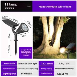 PRETTY MJ 18Led Solar Lawn Lamp Adjustable IP67 Waterproof Garden Spot Lights  Lawn Decor Lighting Solar Spotlights
