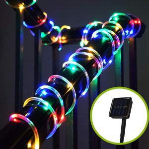 TCLS 100/200LED Waterproof 8 Mode Solar Power Neon Hose Tube Copper String Light for Home Decoration