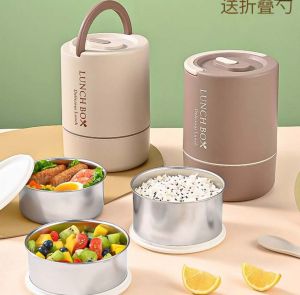 Bộ hộp cơm giữ nhiệt 3 ngăn cao cấp ( màu nâu)