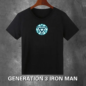 [Walson]Glow  T-Shirt Superheroes Ironmans Cosplay Costumes Led Voice Control Glow Short Sleeve Tops Kids Charging Bright