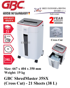 GBC ShredMaster 35SX Paper Shredder (Cross Cut) - 21 Sheets (38 L) (Cross Cut mesin perincih kertas Heavy Duty Shredder Mesin Penghancur Kertas Mesin Perincih)