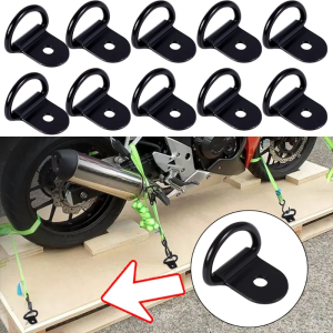 10Pcs Car Puller D-shaped Stainless Steel Hook Tie Down Anchors Ring Iron for Cargo Truck Kayaks Sling Trainers Hammocks Awnings