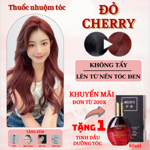 Thuốc nhuộm tóc màu Đỏ Cherry - Không tẩy / Nhuộm tóc tiện lợi tại nhà - Tặng kèm oxi trợ nhuộm