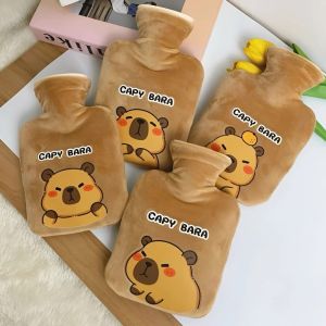 Túi Chườm Nóng 500ml Hình Gấu Capybara – Bình Chườm Giữ Nhiệt Vải Nhung Siêu Mềm An Toàn Dễ Thương