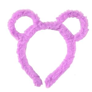 Korean Women Winter Thick Plush Headband Cute Round Mouse Bear Ears Hair Hoop Candy Color Makeup Metal Bandana Gifts