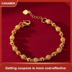 【CANAMEK 】 New Gold Plated Ball Beads Bracelet For Women Girls Fashion Chain Bracelet Wedding Jewelry Gift