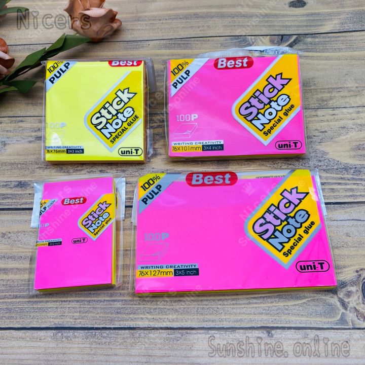 100sheets NEON color Self Adhesive sticky notes Memo pad | Lazada PH
