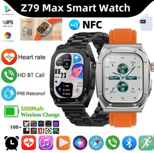 Z79 Max IP68 Bluetooth Call 2.1" IPS NFC Metal Body Watch AI Voice Men Women Sport Compass Outdoor Activities With Steel Strap 2 Straps