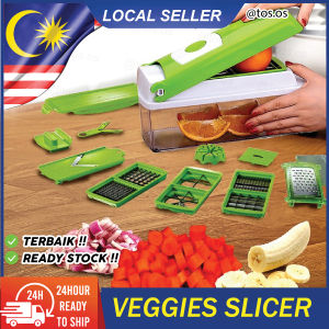 Multifunctional Vegetable & Fruit Cutter Stainless Steel Grater Chopper Peeler Nicer Dicer Slicer/ Alat Pemotong