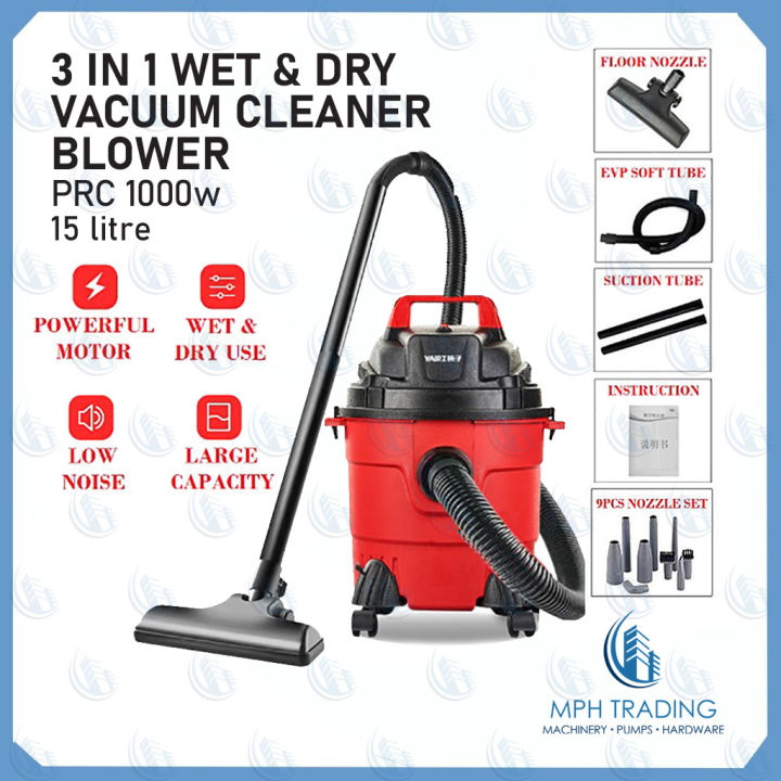 Prc 1000w 15l 3in1 Wet & Dry Vacuum Cleaner Blower Suction Mesin 