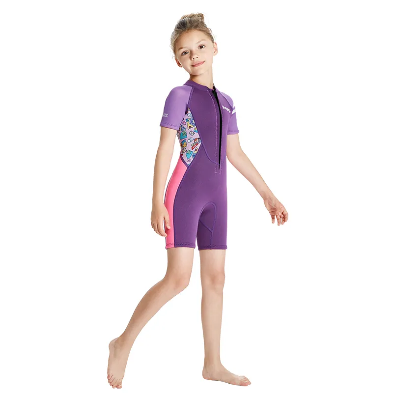 Yoomee Kids Strawberry Wetsuit 2.5MM Neoprene Surfing Diving Suit Swimsuit  Baby Girls Beach Swimwear Keep Warm Shorts Bathing Suits