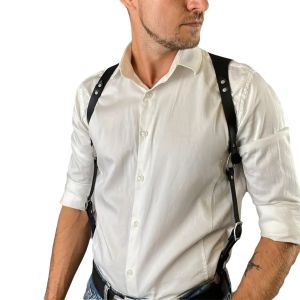 SIQIN Punk Men Harness Waist Belt PU Adjustable Male Corset Suspenders Fashion Waistband Leather Harness Vest Man