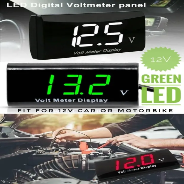 12V Car Battery Volt Meter Car Motorcycle Digital Red LED Display ...