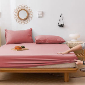 【100% Cotton】Premium Cotton Fitted Bedsheet Set Breathable cadar single/queen/king size (With Pillowcase)