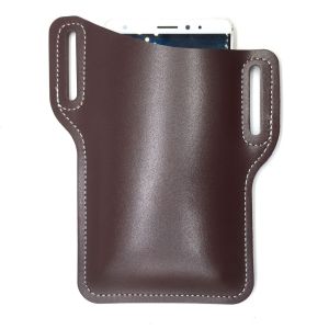 Retro Genuine Leather PU Leathers Waist Bag Mens Waist Bags Pass Through Belt Outdoor Sports Phone Pack