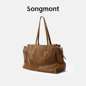 Songmont[ Lý Na ] Cặp công sở da bò thuộc thảo mộc màu đen nhẹ thuộc dòng túi du lịch Yousong Xunzi.