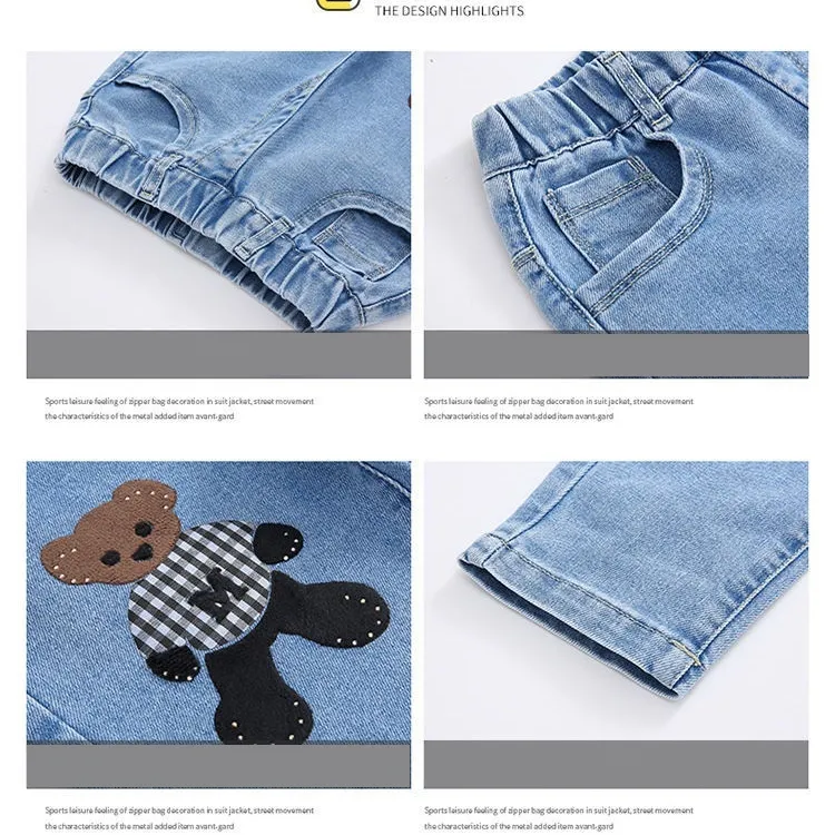 Cute Pants for Kids 10 to 12 Girls Bears Pattern Slim Fit Soft
