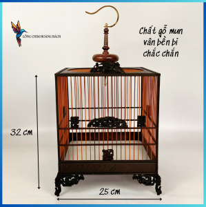 Lồng chim hút mật nóc tròn RÁP SẴN lồng khuyên gỗ mun nóc tròn hàng kĩ tặng kèm phụ kiện đẹp