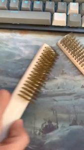 L·M Wire Brushes Copper Plated Steel Brushes with Wood Handle 16 x 6 Lines Wire Scratch Brush