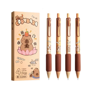 4PCS Retractable Gel Pen Quick Drying 0.5MM Pen Point Cartoon Gel Inks Pen for Writing Journaling Office School Supplies