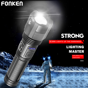 FONKEN Household Super Bright P50 Flashlight Outdoor LED 1000 Lumens Handheld Flashlight USB Rechargeable/5 Modes Zoom Flashlight
