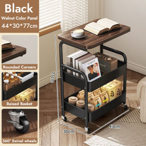 【SG Local Seller 】2026 New 0-45° Adjustable Tilting Side Table Foldable Mobile Storage Trolley With Double Layer Basket 360° Swivel Brake Wheels Bedside Sofa Side Organizer Table For Singapore HDB Home