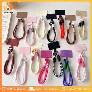 Fashion Black Short Mobile Phone Lanyard Mobile Phone Gasket Anti-loss Hand-woven Wrist Lanyard Keychain Mobile