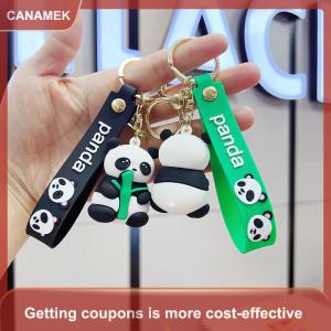 【CANAMEK 】 Cute Panda Cartoon Keychain Kawaii Animal Pendant Keyring Bag Charm Car Key Accessories For Girls Boy Lovers Party Gift