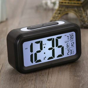 LED Digital Electronic Alarm Clock Smart Night Light Lazy Man Clock Easy Operation Clock For Kids Heavy Sleepers Bedroom Clock With Battery