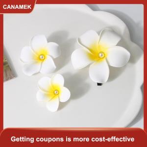 【CANAMEK 】 1Pcs Plumeria Flower Hair Clips For Women Girls Hairpins Egg Flower Barrette Hawaiian Wedding Party Bag Hat Accessories