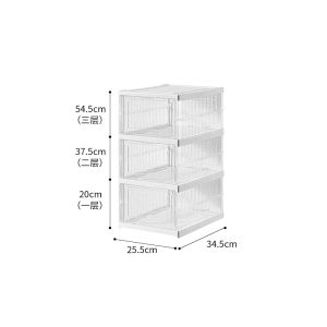 Clear Foldable Shoes Rack with Cover Stackable Shoes Storage Box Simple Shoe Organizer Space-Saving Shoe Cabinet