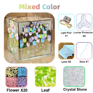 JOYCE LED Night Light 3D Tulip Flower Night Light Atmosphere Light Bedroom Bedside Mirror Table Lamp DIY Ornaments Decoration Birthday Gift (20 Flowers)