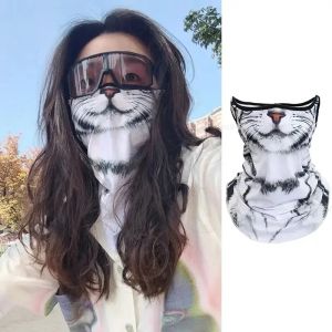 Cat Cooling Face Mask Ice Silk Sun Protection Breathable Neck Cover for Motorcycle Outdoor