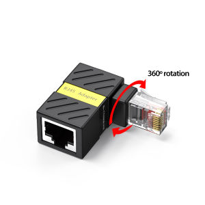 FONKEN 360 ° ตัวแปลงสัญญาณแบบหมุนได้ RJ45กิกะบิตอะแดปเตอร์90องศา RJ45ข้องอย-ตัวเมีย