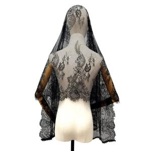 Mantilla Black Lace Shawl For Women Bridal Accessory Lightweight Traditional Design Formal Event Essential