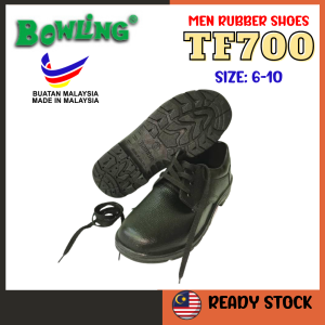 [ READY STCOK ] TF700 Bowling | Men Black Rubber Shoe | Men Formal Shoe