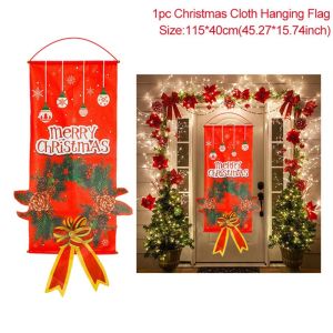 Merry Christmas Hanging Flag Banner Home Window Door Decor Cloth Banner Christmas Ornaments