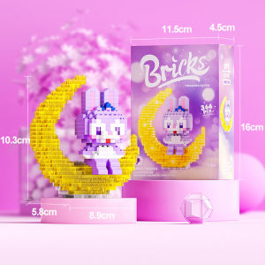 Partikel kecil mikro bercahaya Bintang Dai Kelinci Jela Bulan KT Linna kartun merakit mainan blok bangunan