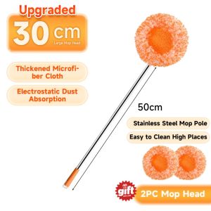 IMUTO Round Mop Handheld Mop Cleaning mop with long handle Mop cloth replacement 360 Retractable mop