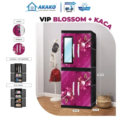 AKAKO ASLI - LEMARI PAKAIAN LEMARI PLASTIK 2 PINTU LEMARI JUMBO MOTIF VIP BLOSSOM /KODE: LP2P - VIP BLOSSOM