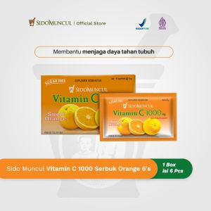 Sido Muncul Vitamin C 1000 Serbuk Orange 6s - Jaga Daya Tahan Tubuh