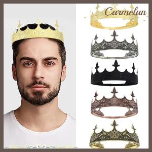 [Carmelun] Mitzvah ห่วงรัดผมแบบมกุฎราชกุมารแบบตะวันตกที่คาดผมมงกุฏเครื่องประดับผมทรงมนแบบเรียบง่าย