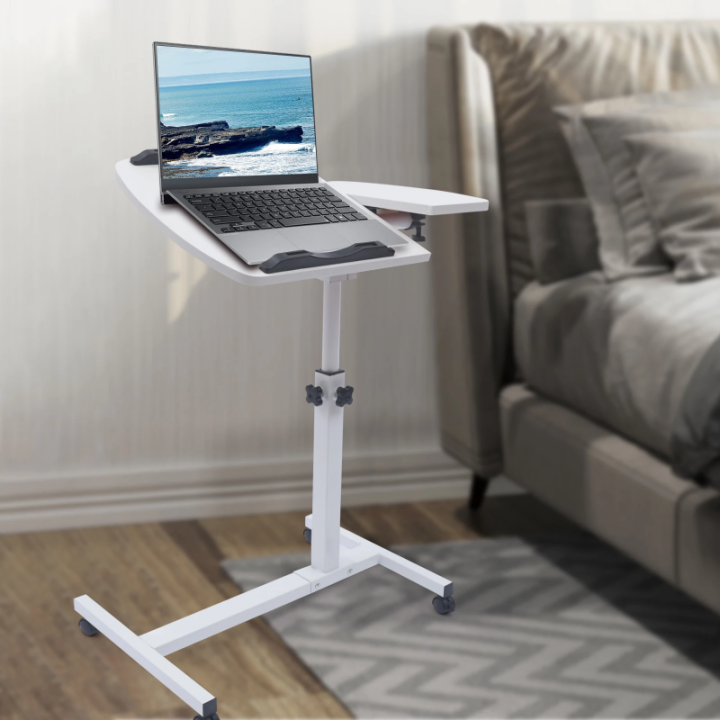 Rolling Table Laptop Stand Angle & Height Adjustable Tiltable Top Desk ...