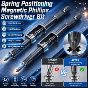 Screwdriver Bit/Spring Positioning Magnetic Cross Bit/Long Lasting/Different Strength Screw Adaptation/High Hardness/Hardware Tool/Home Repair/Machine Maintenance/Electric Appliance Installation