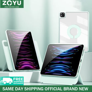 ZOYU iPad Case 720° Magnetic Smart Anti-bending HD Clear Acrylic Case Rotating Detachable Smart Case for iPad 2022 Pro 12.9 inch iPad Pro 12.9 2020 2021 Magnetic Separation Case Free Shipping Free DIY Stickers